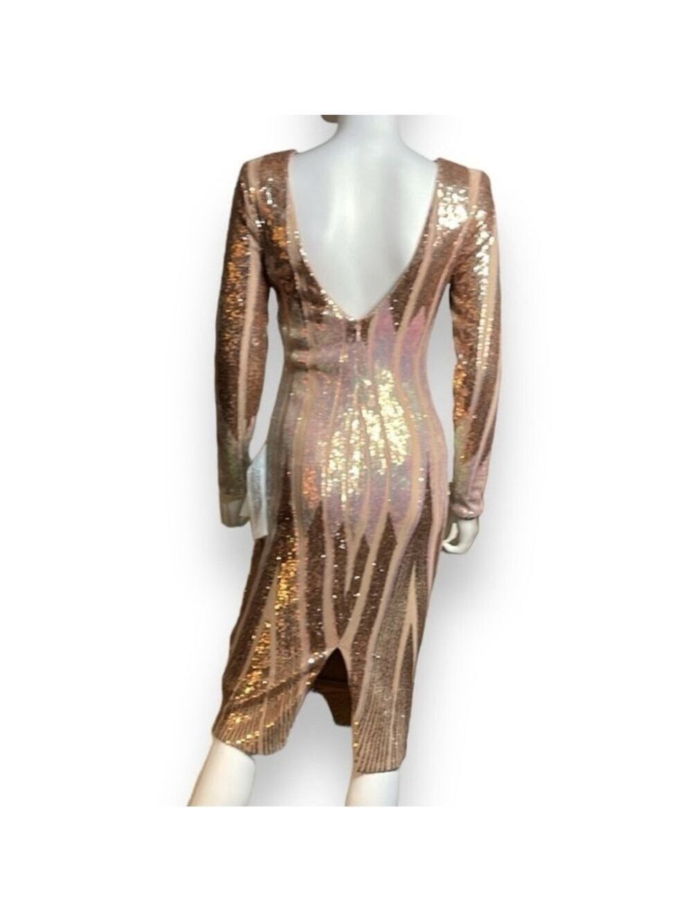 Dress The Population Black Label Emery Sequin Bodycon Midi Dress Size Small - Picture 9 of 14